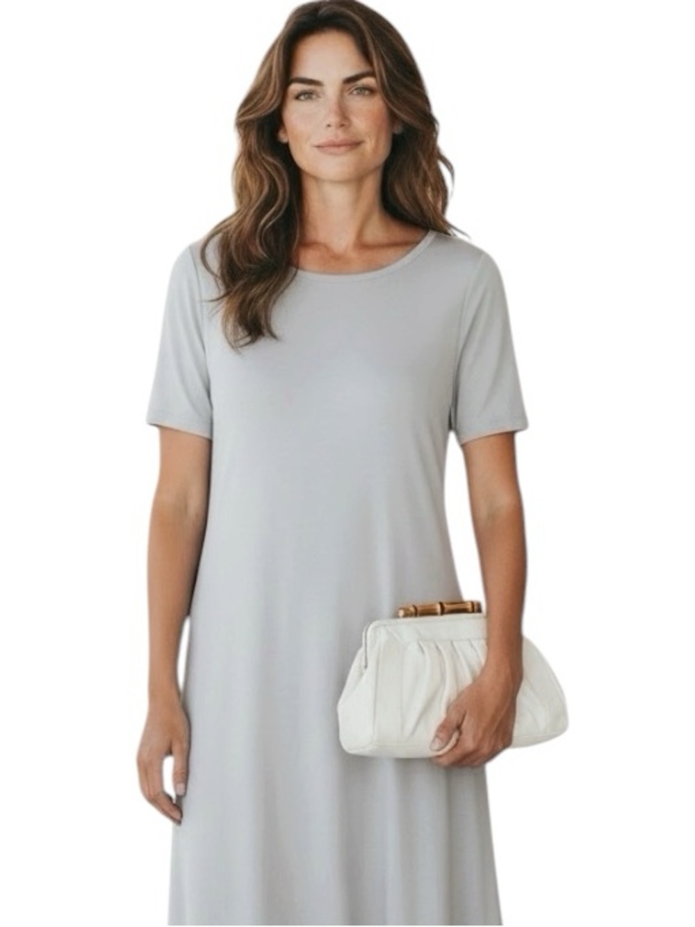 Elaine Turner Ivory White Leather Clutch Old Money Quiet Luxury Bamboo Clasp Bag